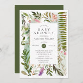 Modern Fern Greenery Baby shower Invitation Kaart (Voorkant / Achterkant)