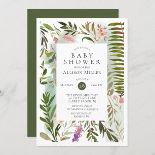 Modern Fern Greenery Baby shower Invitation Kaart
