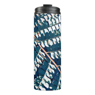 Modern fern patroon met zwarte achtergrond Thermal Thermosbeker