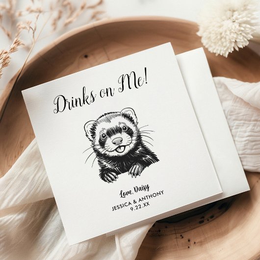 Modern Ferret Wedding Cocktail Napkins  Servet