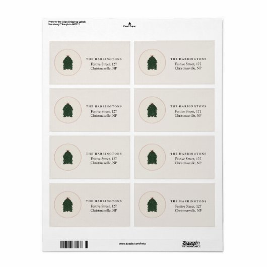 Modern Festive Christmas Tree  Etiket (Full Sheet)
