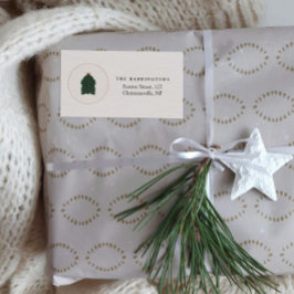 Modern Festive Christmas Tree Etiket