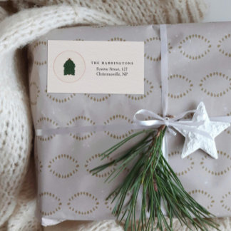 Modern Festive Christmas Tree Etiket