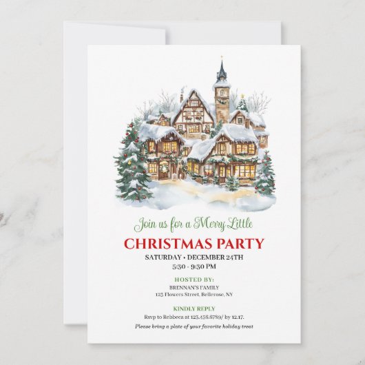 Modern festive city Christmas party dinner invite Kaart (Voorkant)