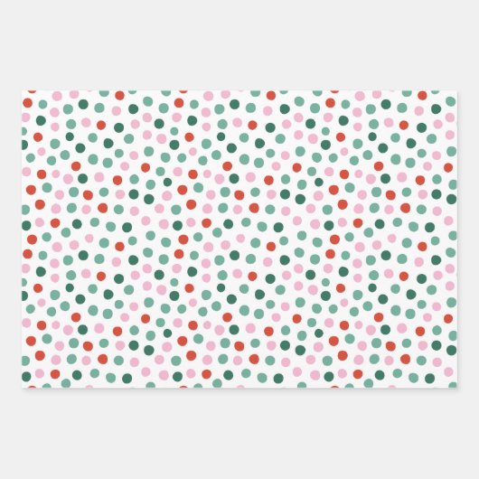 Modern Festive Dot Pattern Christmas Inpakpapier Vel (Voorkant)