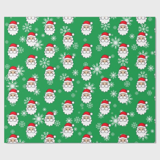 Modern Festive Funny Santa Face Kerstmis Cadeaupapier (Vlak)