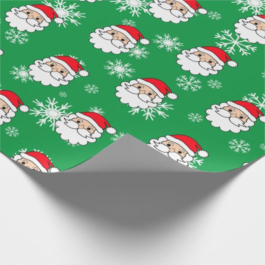 Modern Festive Funny Santa Face Kerstmis Cadeaupapier (Hoek)