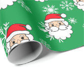 Modern Festive Funny Santa Face Kerstmis Cadeaupapier (Rol Hoek)
