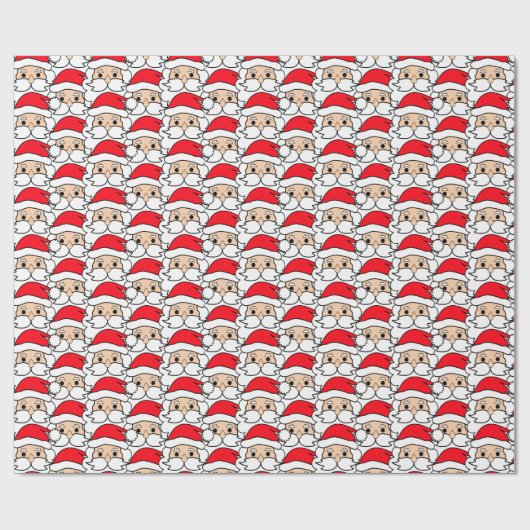 Modern Festive Funny Santa Face Pattern Cadeaupapier (Vlak)