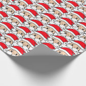Modern Festive Funny Santa Face Pattern Cadeaupapier (Hoek)