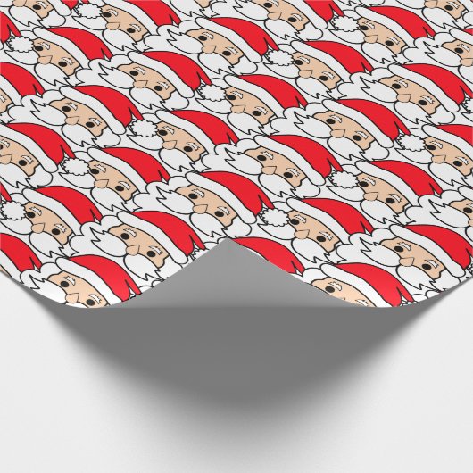 Modern Festive Funny Santa Face Pattern Cadeaupapier (Hoek)