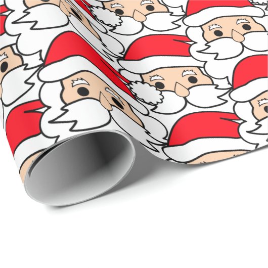 Modern Festive Funny Santa Face Pattern Cadeaupapier (Rol Hoek)