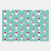 Modern Festive Funny Santa Face Pattern Inpakpapier Vel (Voorkant 2)