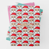 Modern Festive Funny Santa Face Pattern Inpakpapier Vel (In situ)