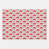 Modern Festive Funny Santa Face Pattern Inpakpapier Vel (Voorkant)