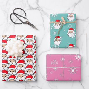 Modern Festive Funny Santa Face Pattern Inpakpapier Vel