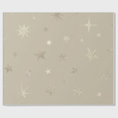 Modern Festive Natural Beige Gold Stars Roll Cadeaupapier (Vlak)