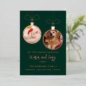 Modern Festive Pet Photos Christmas Folie Feestdagenkaart (Staand Voorkant)