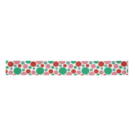 Modern Festive Polka Dot Red Pink Green Pattern Satijnen Lint (Voorkant)