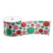 Modern Festive Polka Dot Red Pink Green Pattern Satijnen Lint (Spoel)