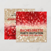Modern Festive Red & Gold Sparkles Bachelorette Kaart (Voorkant / Achterkant)