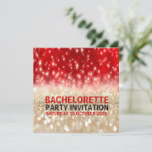 Modern Festive Red & Gold Sparkles Bachelorette Kaart (Staand voorkant)