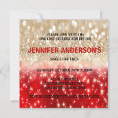Modern Festive Red & Gold Sparkles Bachelorette Kaart (Achterkant)