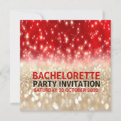 Modern Festive Red & Gold Sparkles Bachelorette Kaart (Voorkant)