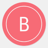 Modern Festive Red Monogram Christmas Envelope Ronde Sticker (Voorkant)