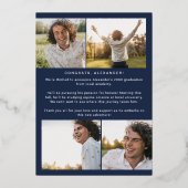 Modern Fete Folie Navy Yay Afstudeerder Foto Afstu Folie Uitnodiging (Achterkant)