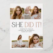 Modern Fete Folie Ze deed het Foto Afstuderen Folie Uitnodiging (Voorkant)