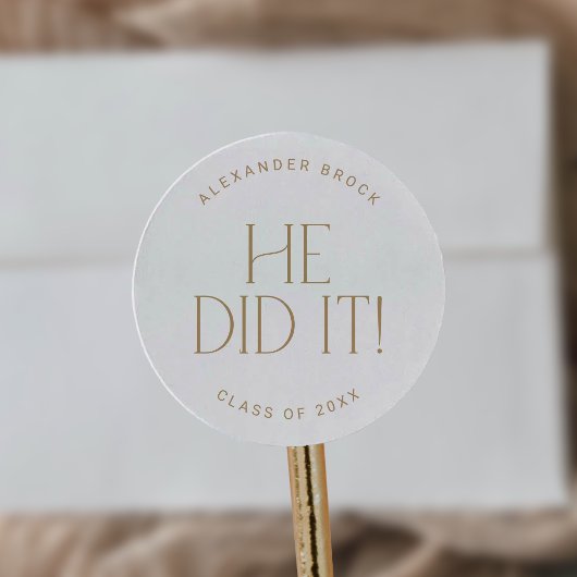 Modern Fete Gold Hij deed het Afstuderen Sticker