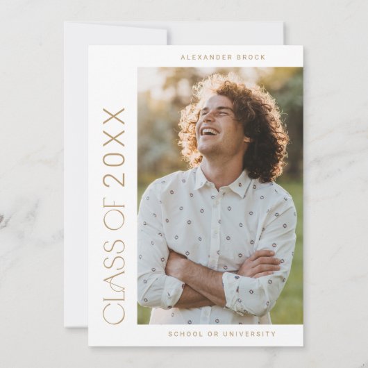 Modern Fete Gold Hij deed het foto afstudeerfeest Kaart (Achterkant)