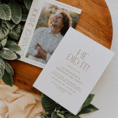 Modern Fete Gold Hij deed het foto afstudeerfeest Kaart