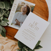 Modern Fete Gold Hij deed het foto afstudeerfeest