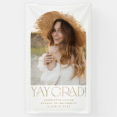 Modern Fete Gold Yay Afstudeerder Foto Arch Afstud Spandoek (Verticaal)