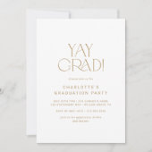 Modern Fete Gold Yay Afstudeerder Graduation Party Kaart (Voorkant)