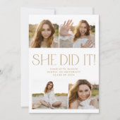 Modern Fete Gold ze deed het foto Afstuderen Aankondiging (Voorkant)