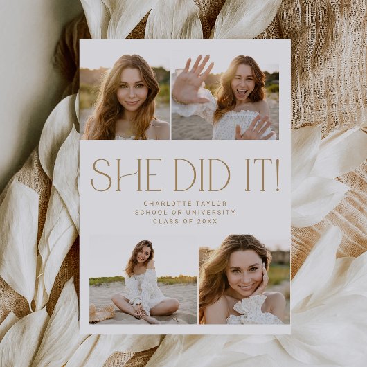 Modern Fete Gold ze deed het foto Afstuderen Aankondiging