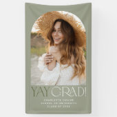 Modern Fete Green Yay Afstudeerder Foto Boog Afstu Spandoek (Verticaal)