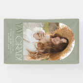 Modern Fete Green Yay Afstudeerder Foto Boog Afstu Spandoek (Horizontaal)