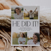 Modern Fete Hij deed het Fotocollage Afstuderen Aankondiging