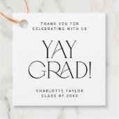Modern Fete Minimal Yay Afstudeerder Dank u Afstud Bedankjes Labels (Voorkant)