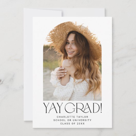 Modern Fete Minimal Yay Afstudeerder Photo Arch Af Aankondiging (Voorkant)