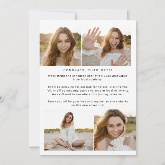 Modern Fete Minimal Yay Afstudeerder Photo Arch Af Aankondiging (Achterkant)