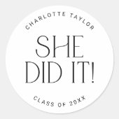 Modern Fete Minimal Ze deed het Afstuderen Sticker (Voorkant)