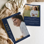 Modern Fete Navy Gold 2025 Foto Afstuderen Aankondiging