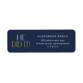 Modern Fete Navy Gold hij deed het Afstuderen teru Etiket (Voorkant)