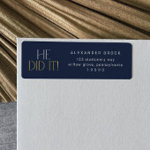 Modern Fete Navy Gold hij deed het Afstuderen teru Etiket