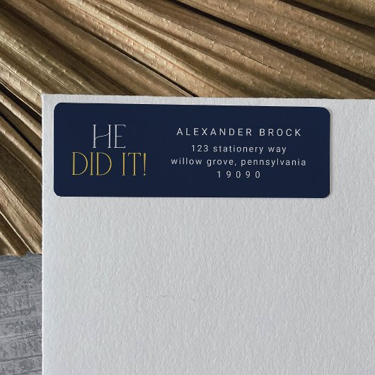 Modern Fete Navy Gold hij deed het Afstuderen teru Etiket